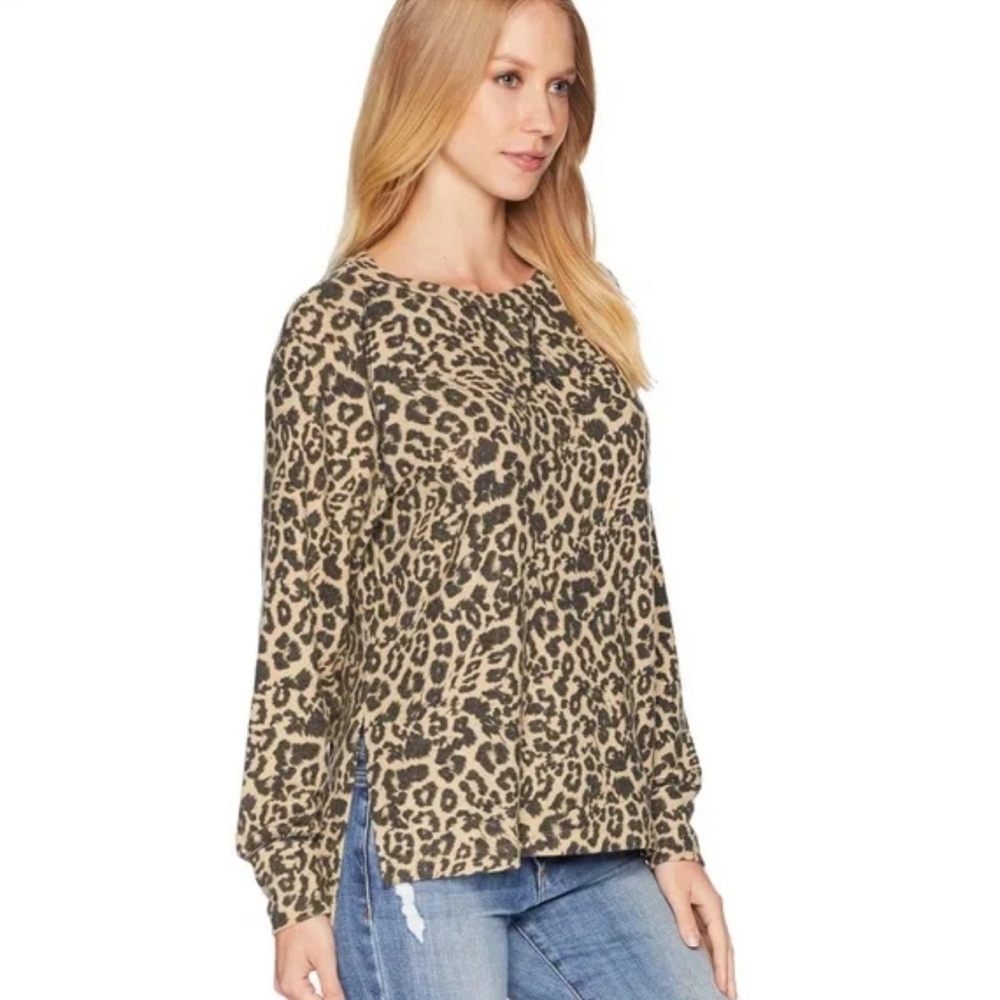 LNA Jillyan Ragland Leopard Print Sweatshirt